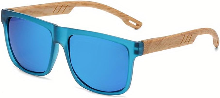 

Квадратные повседневные солнцезащитные очки с имитацией древесной текстуры, пружинными шарнирами, защитой от УФ-излучения UV400, унисекс, для активного отдыха на природе UJNHGQ, C4-blue