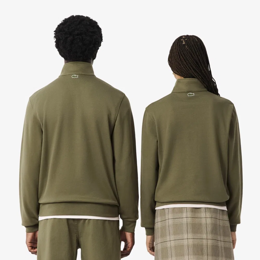 Мужской повседневный свитшот Lacoste Soft Branding Half-Zip, хаки — фото 3