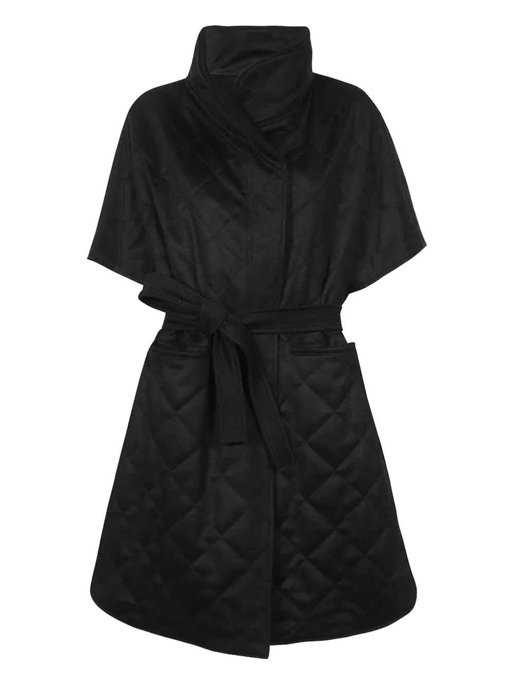 

Стеганое пальто с высоким воротником MAX MARA, черный