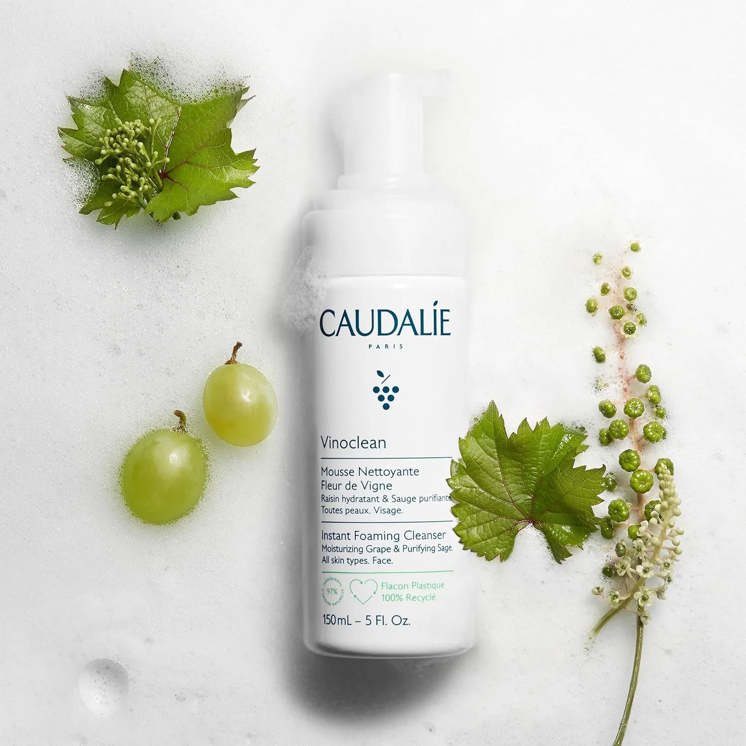 Пилинг Caudalie — Мягкое пенящееся очищающее средство для лица Vinoclean для всех типов кожи ( .), 169 мл — фото 2