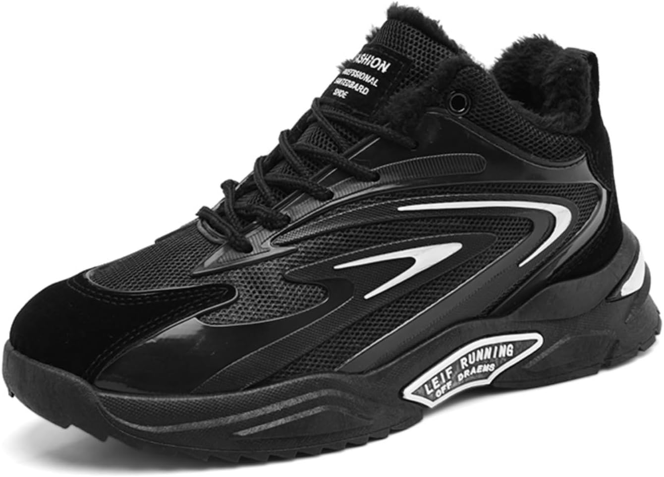 

Мужские кроссовки с флисовой подкладкой: ультра-теплые внутри, противоскользящие с толстой подошвой, стильные беговые кроссовки- модный рельефный дизайн, подходят для повседневной носки в холодную погоду и для повседневного стиля Khwfjas, черный