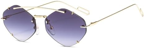 

Ретро-очки овальной формы из металла 2026 года для мужчин и женщин, в стиле стимпанк, без оправы, многоугольные, модные, с защитой от УФ-излучения UV400 MTZJH, Gradient Grey