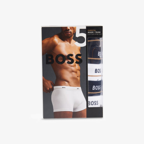 

Эластичные трусы Essential с логотипом на поясе, модель logo-waistband stretch-woven trunks Boss, мультиколор