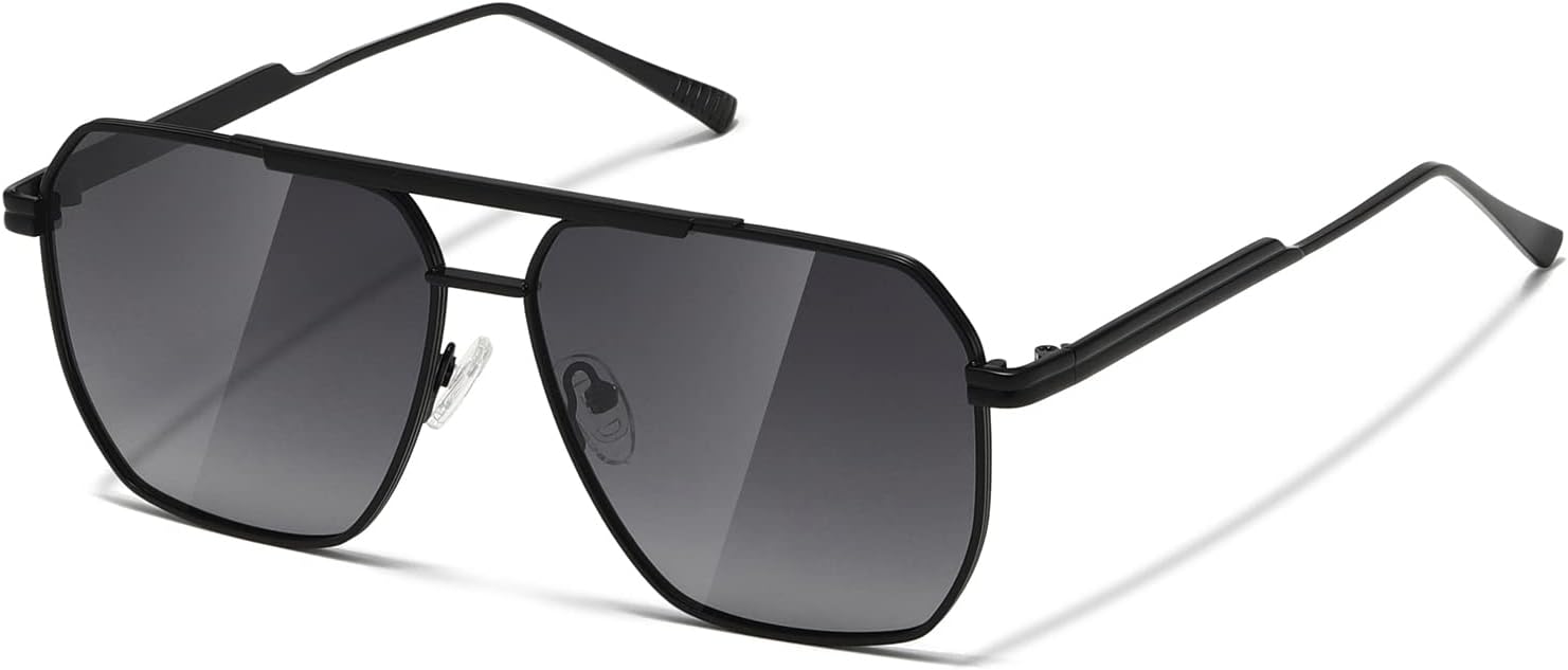 

Солнцезащитные очки MASDUN Retro Oversized Square Polarized для женщин и мужчин, винтажные, с защитой от УФ-излучения UV400, классические металлические, Black Box Gradient Grey