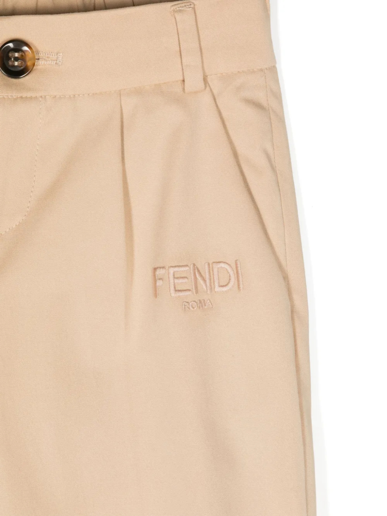 Брюки с вышитым логотипом и складками Fendi Kids, нейтральный — фото 3