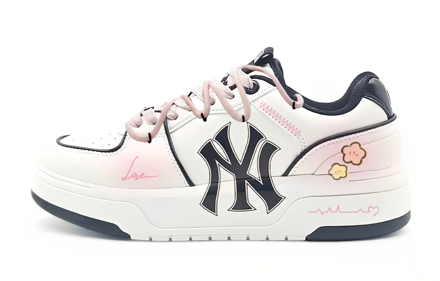 

MLB Chunky Liner Cherry Heartbeat PU устойчивые к истиранию и скольжению низкие скейтборд-кроссовки Unisex розовый белый