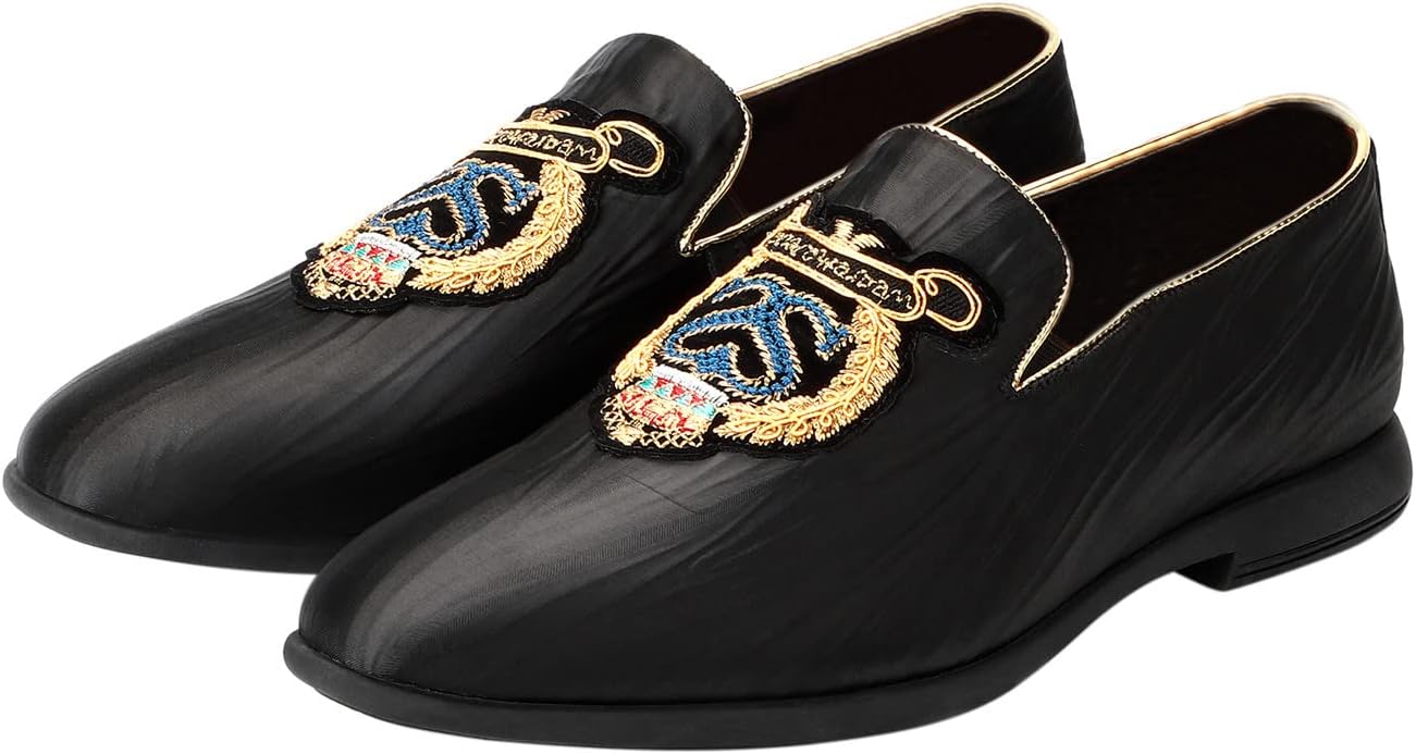 

Мокасины Santimon для мужчин слипоны, тапочки для курения, роскошная вышивка, повседневная и официальная обувь для бизнеса, черный