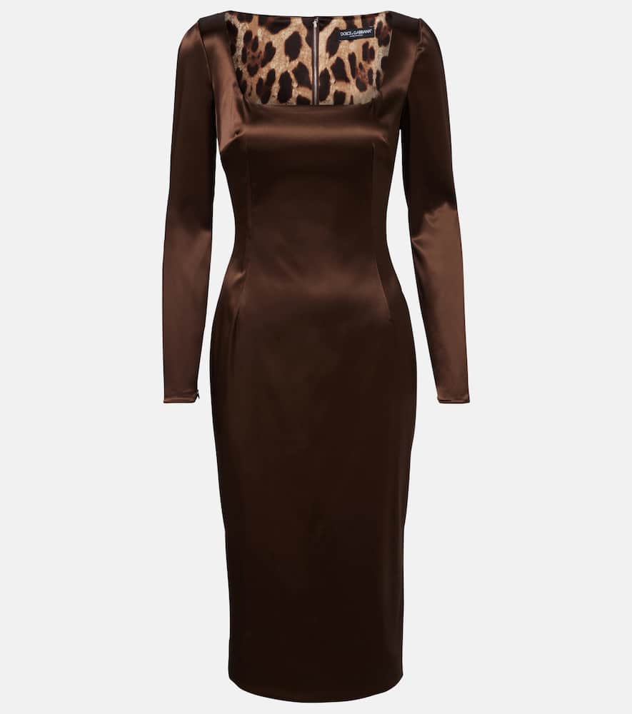 

Сатиновое платье миди Dolce&Gabbana, Marrone Scuro 1