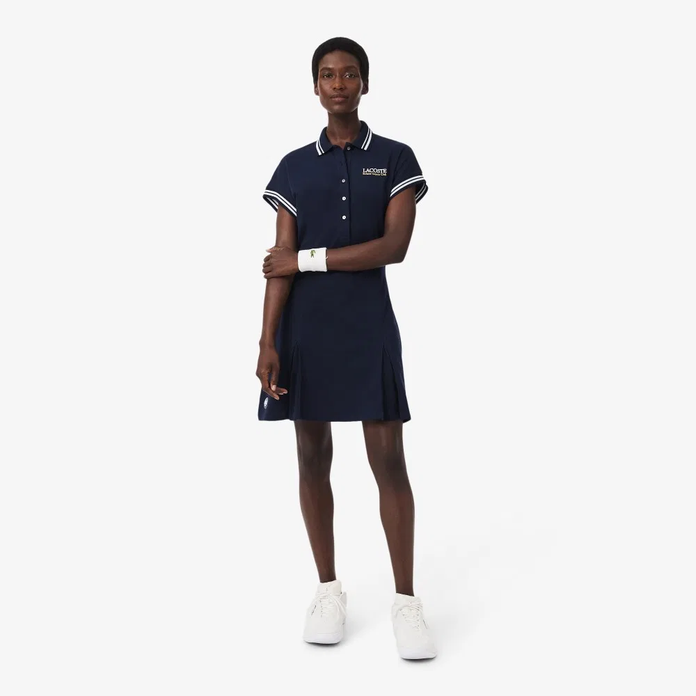 Платье-поло для тенниса Lacoste Roland Garros, тёмно-синее