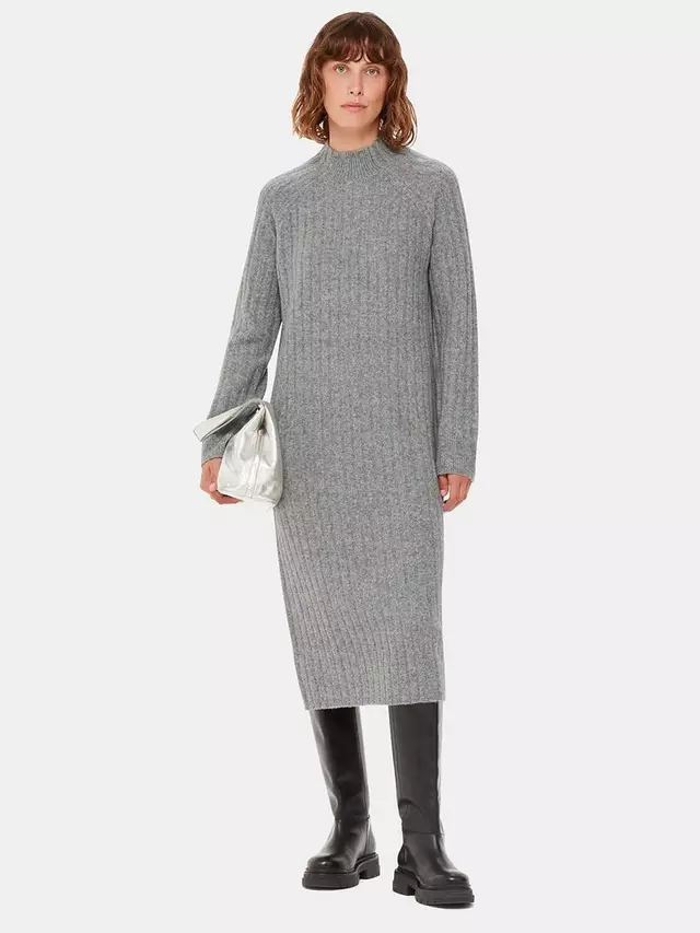 

Платье Whistles Ribbed Knitted Midi, серый