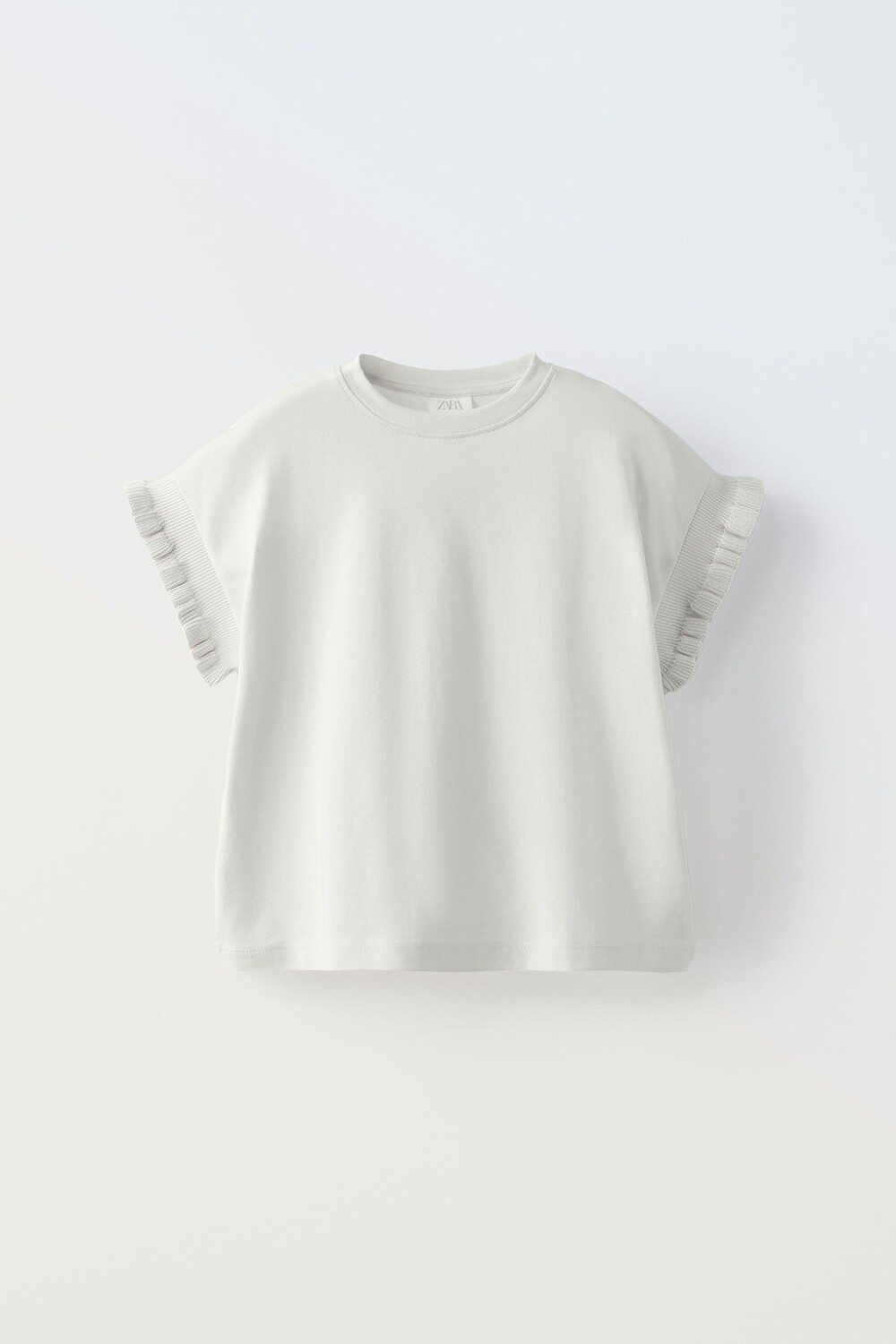 

Контрастная рубашка с оборками ZARA, cеро-дымчатый