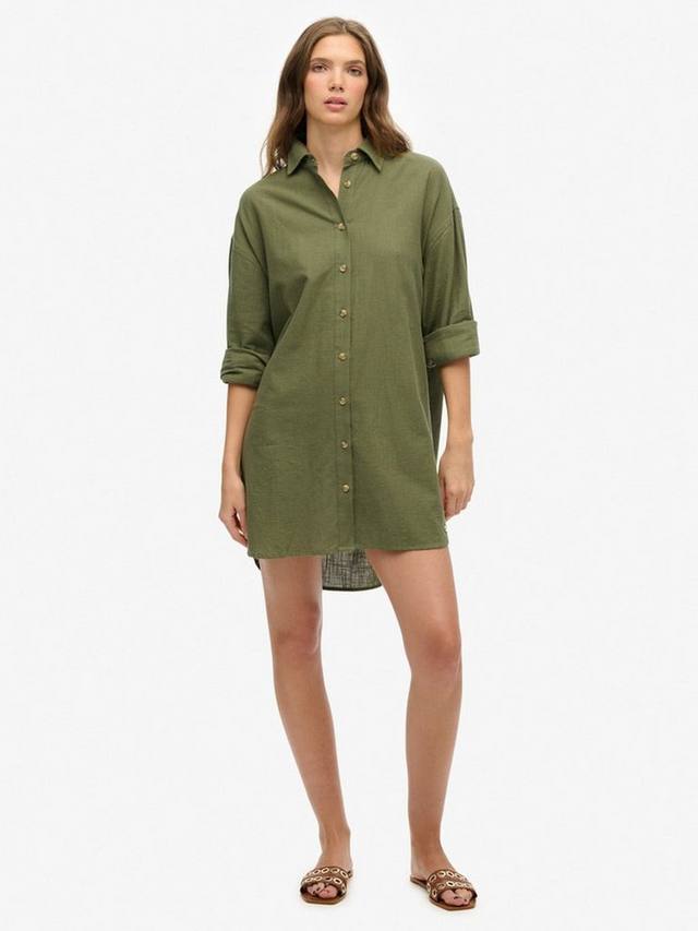 Длинная пляжная рубашка Ibiza Superdry, Beetle Green — фото 4