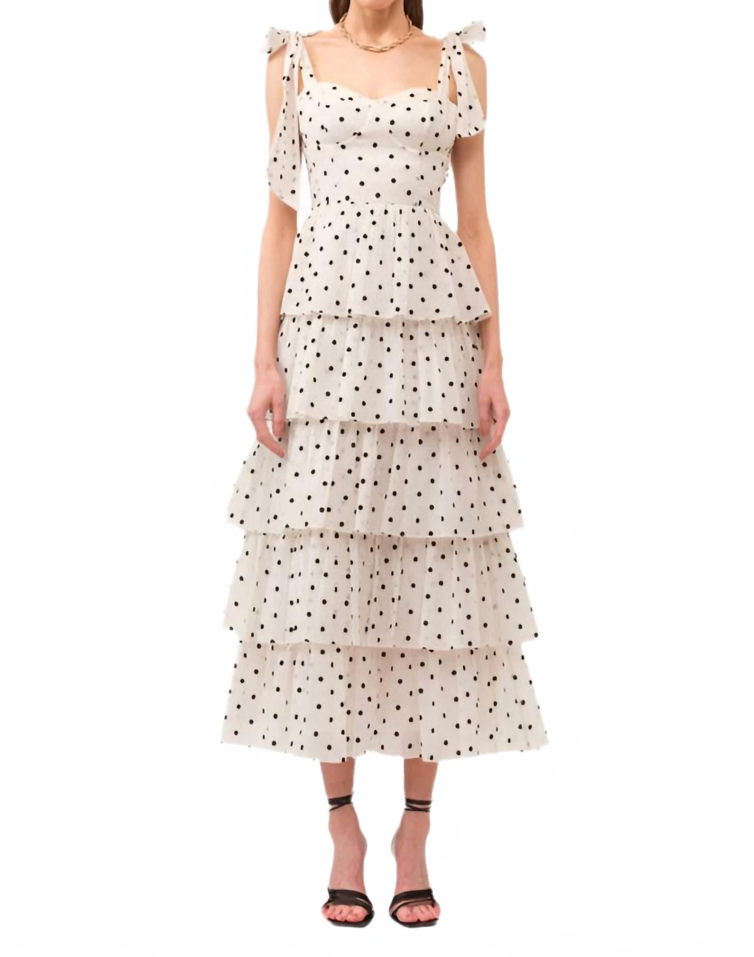 

Платье миди Polkadot Ruffle в цвете айвори Sofie the Label, кремовый