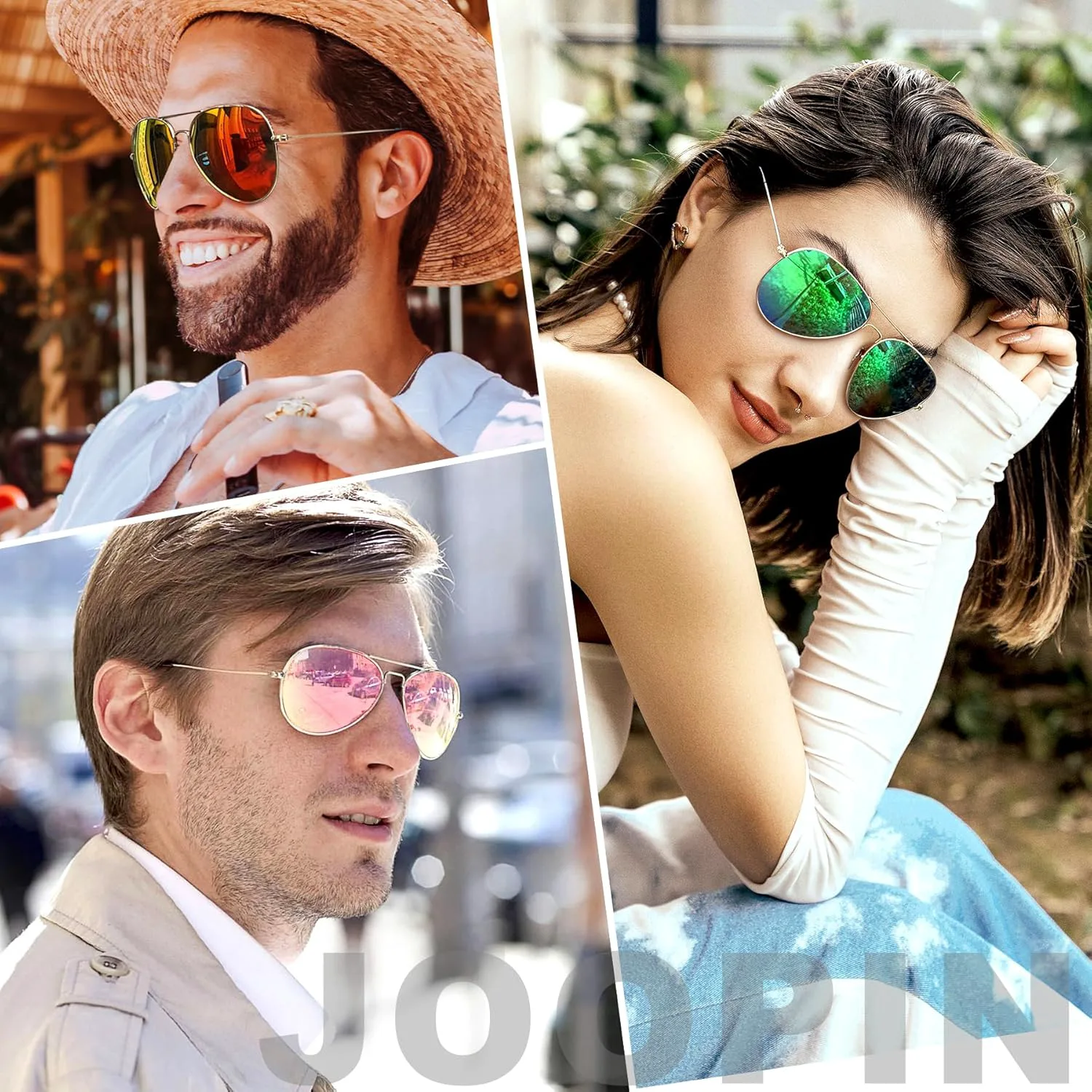 

Солнцезащитные очки Joopin Bulk Trendy Aviation с поляризацией и защитой от УФ-излучения, в стиле ретро, ​​стильные солнцезащитные очки, Green + Pink + Red