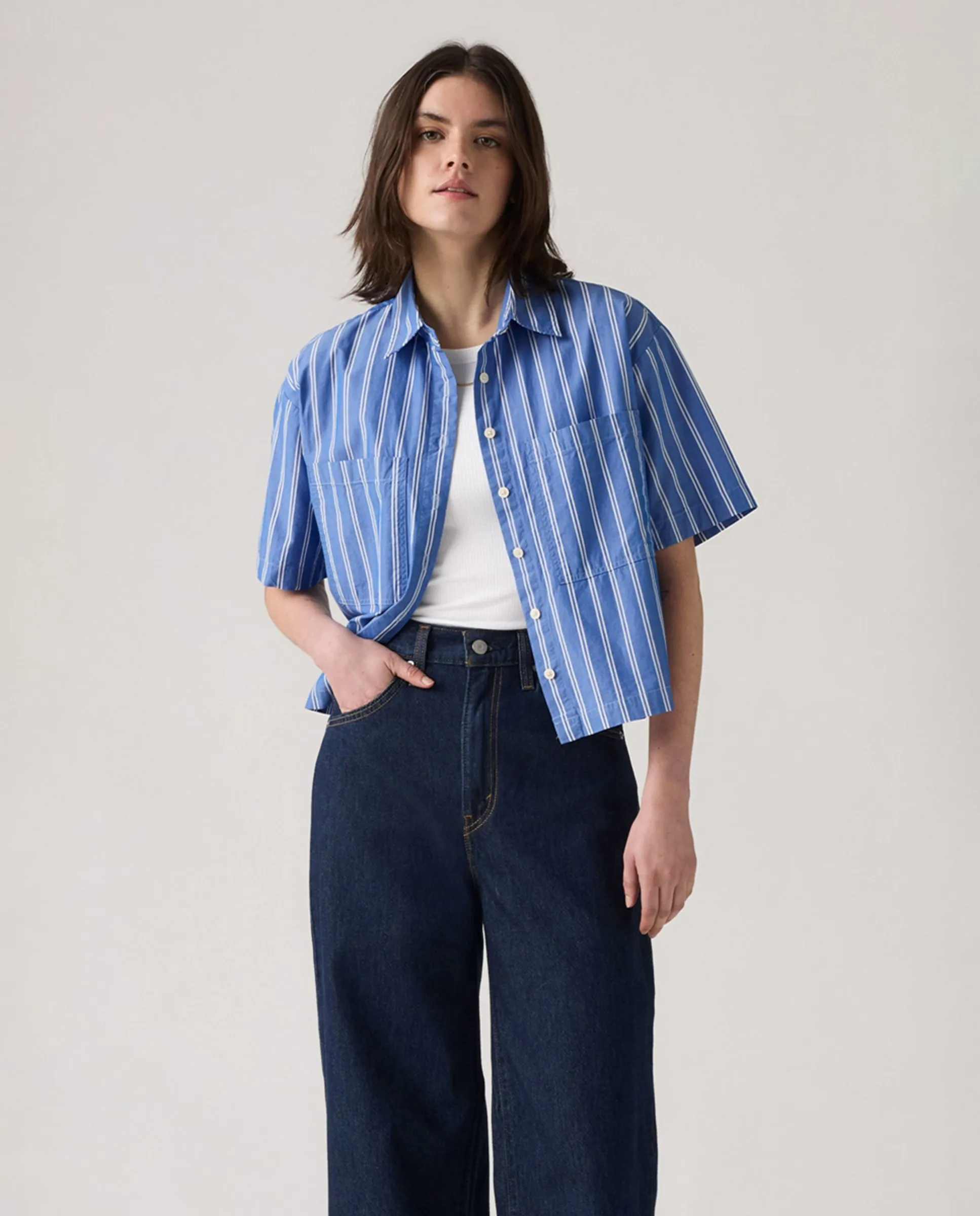 

Женская укороченная рубашка с коротким рукавом Levi'S, синий