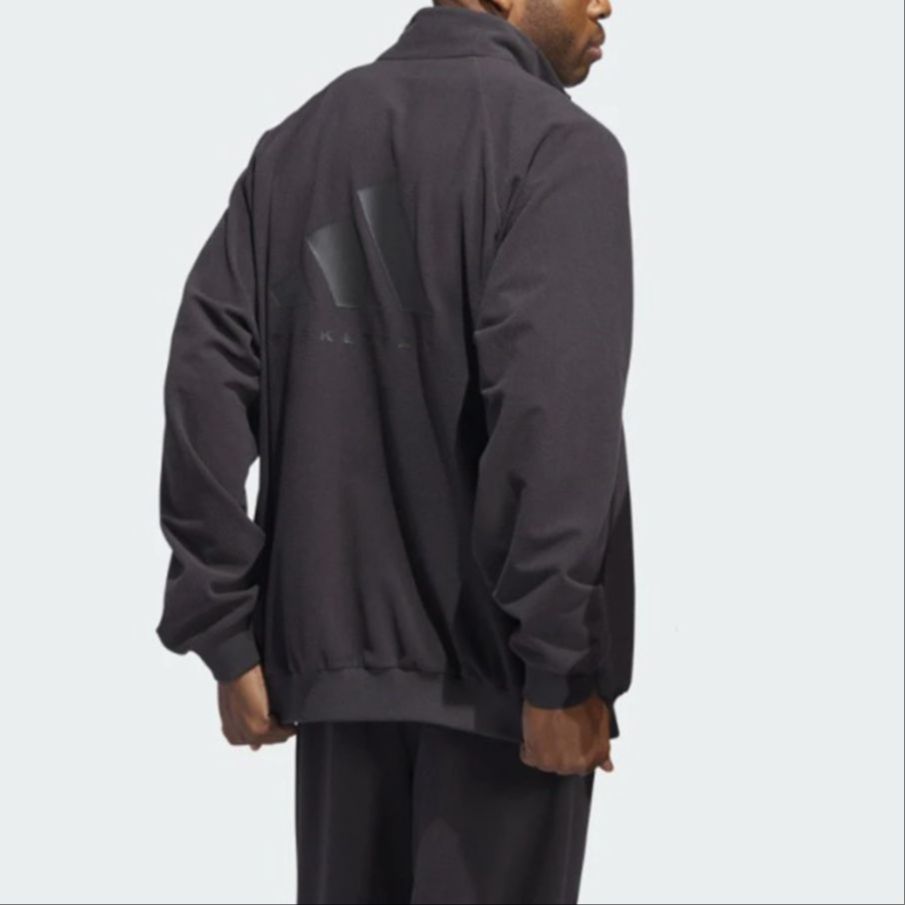 Куртка баскетбольная унисекс антрацитово-черная Adidas — фото 3