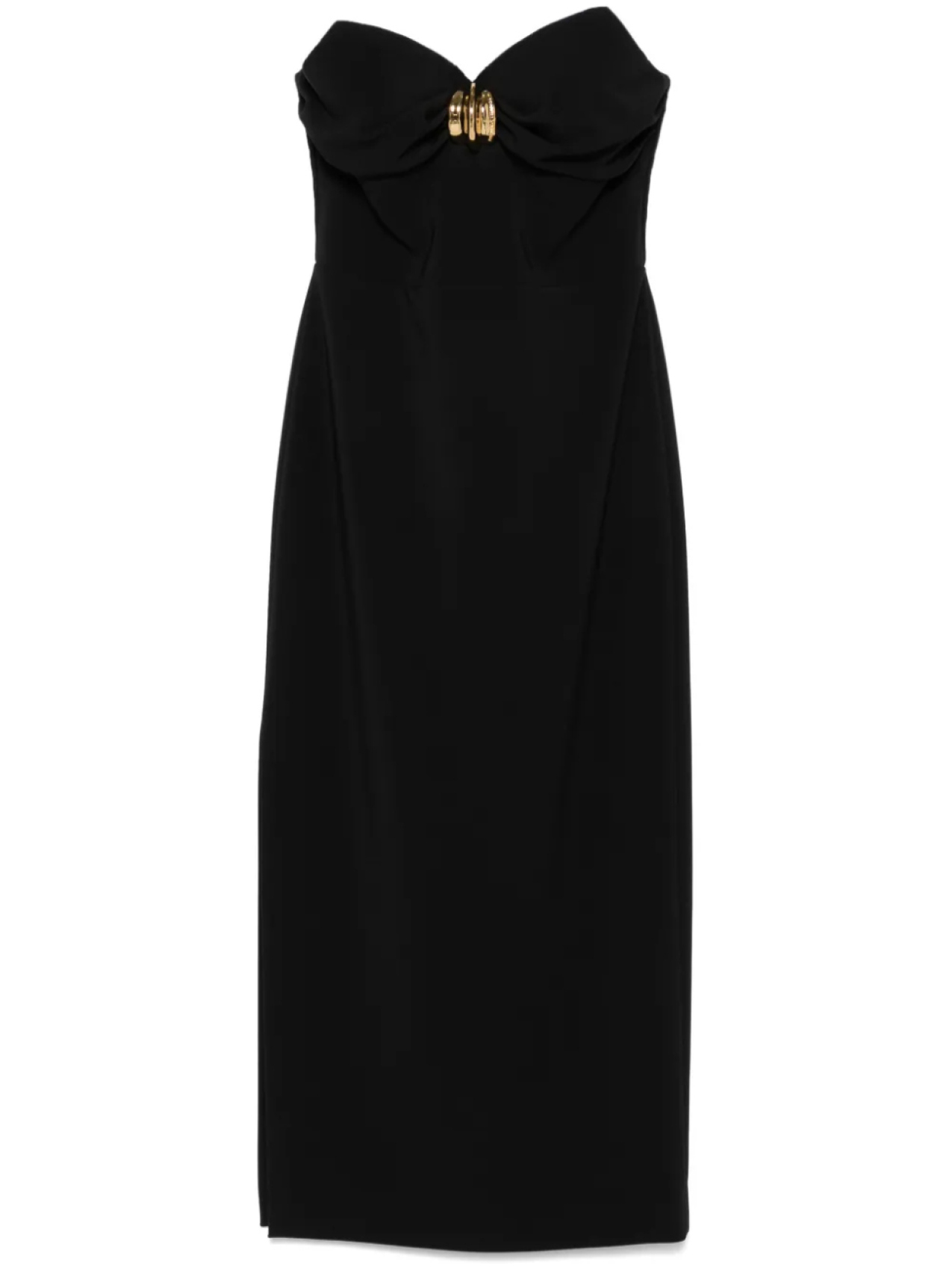 

Платье-миди из крепа с крупным бантом Elisabetta Franchi, черный