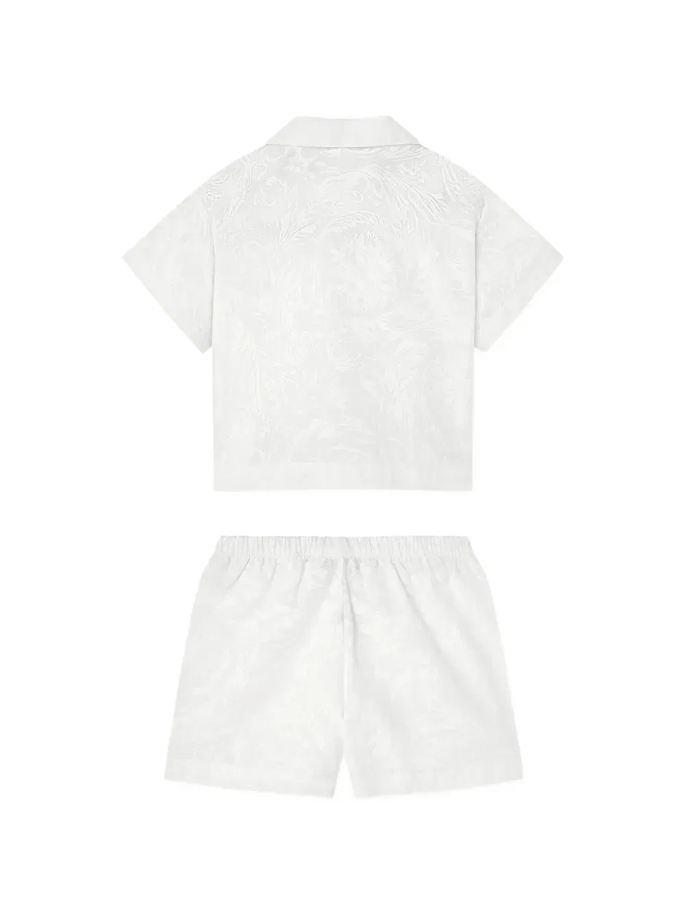 Комплект из хлопковой рубашки и шорт с жаккардовым узором Versace Kids, белый — фото 2