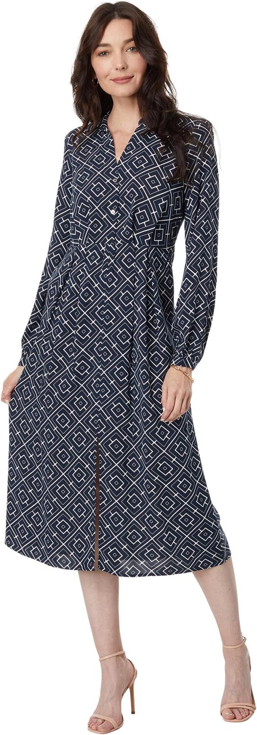 

Платье Tommy Hilfiger Long Sleeve Geo Maze Dress, цвет Sky Captain/Ivory
