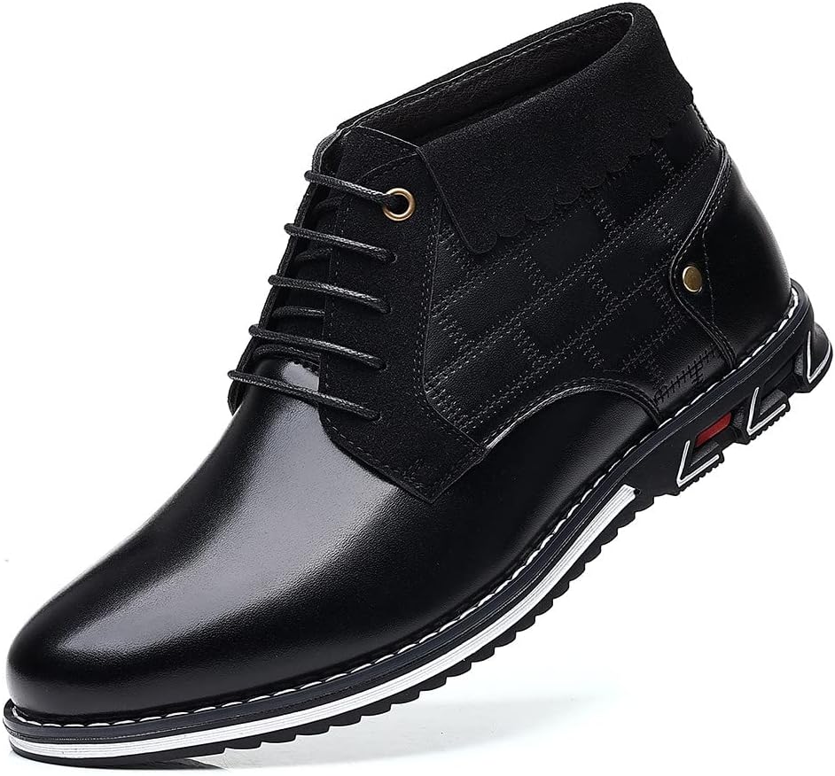 

Мужские повседневные туфли Santimon средней высоты, для вождения, ходьбы, на шнуровке, деловые лоферы, классические ботинки-чукка, черный