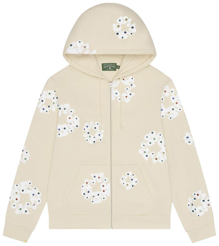 

Худи Denim Tears Rhinestone Cotton Wreath Zip Hoodie, кремовый