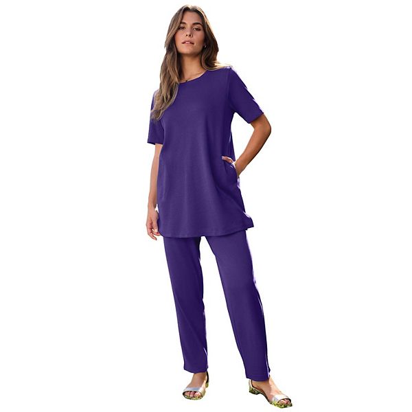 

Женская туника с карманами из мягкого трикотата plus size Roaman'S, Midnight Violet, Синий, Женская туника с карманами из мягкого трикотата plus size Roaman'S, Midnight Violet