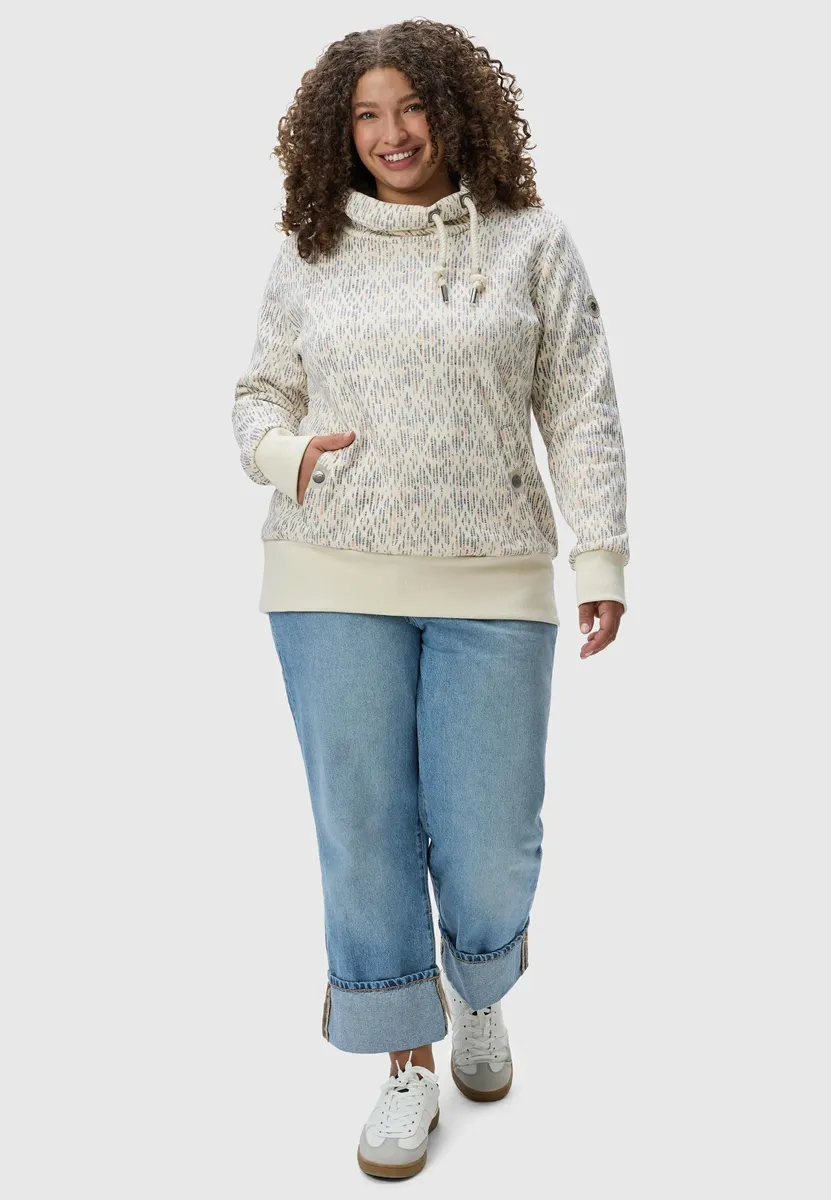 

Свитер с высоким воротником Ragwear "Rylie Print Plus", модный женский свитер с капюшоном на шнурах, коричневый