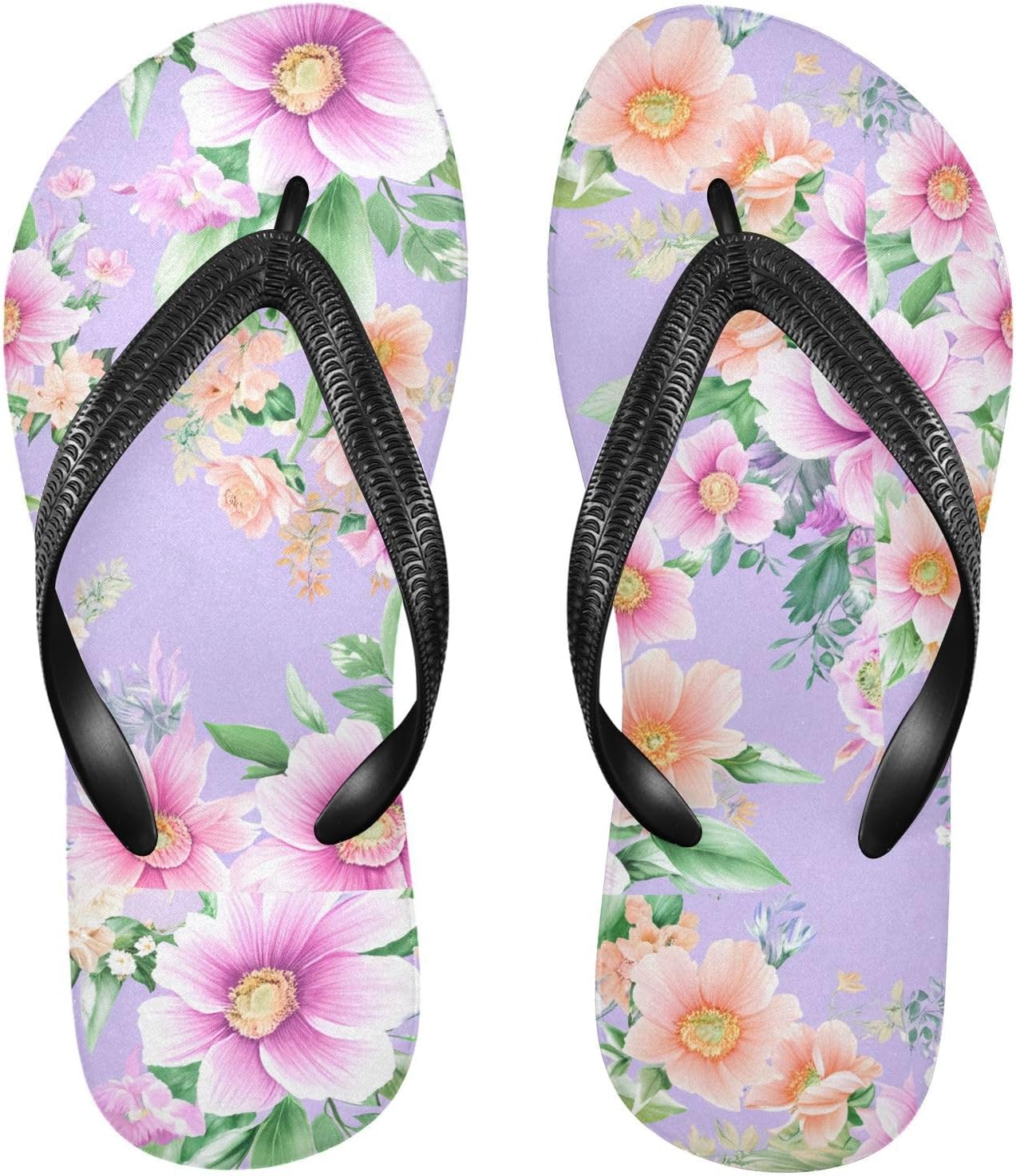 

Шлепанцы для пляжа, душа, летние тапочки из резины с нескользящей подошвой, с рисунком цветущей листвы, сирени и фиолетового цвета, для женщин и мужчин Sinestour