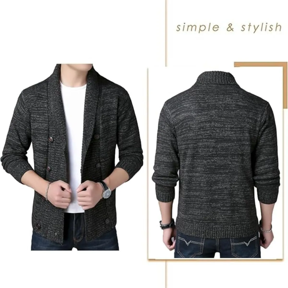 

Мужской кардиган-блейзер с лацканами и двойной застежкой GHTRHSB