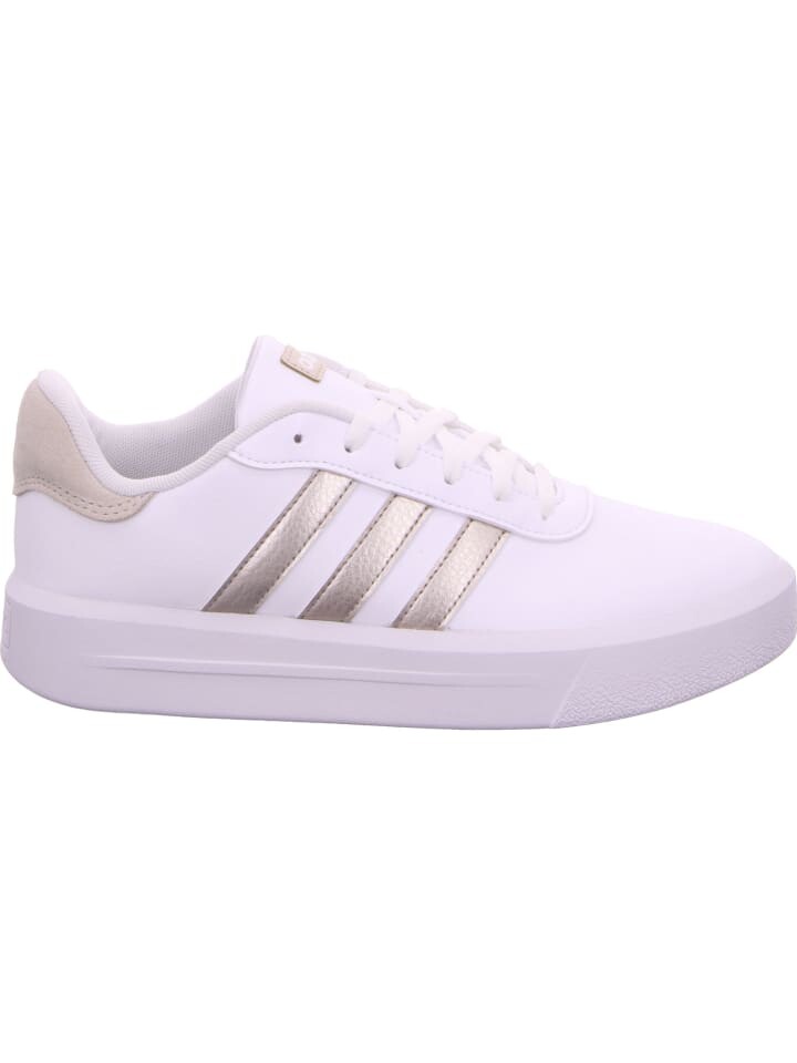 Кроссовки на шнуровке adidas Lowtop-Sneaker Court Platform, цвет cloud white/champagne metallic/aluminium — фото 3