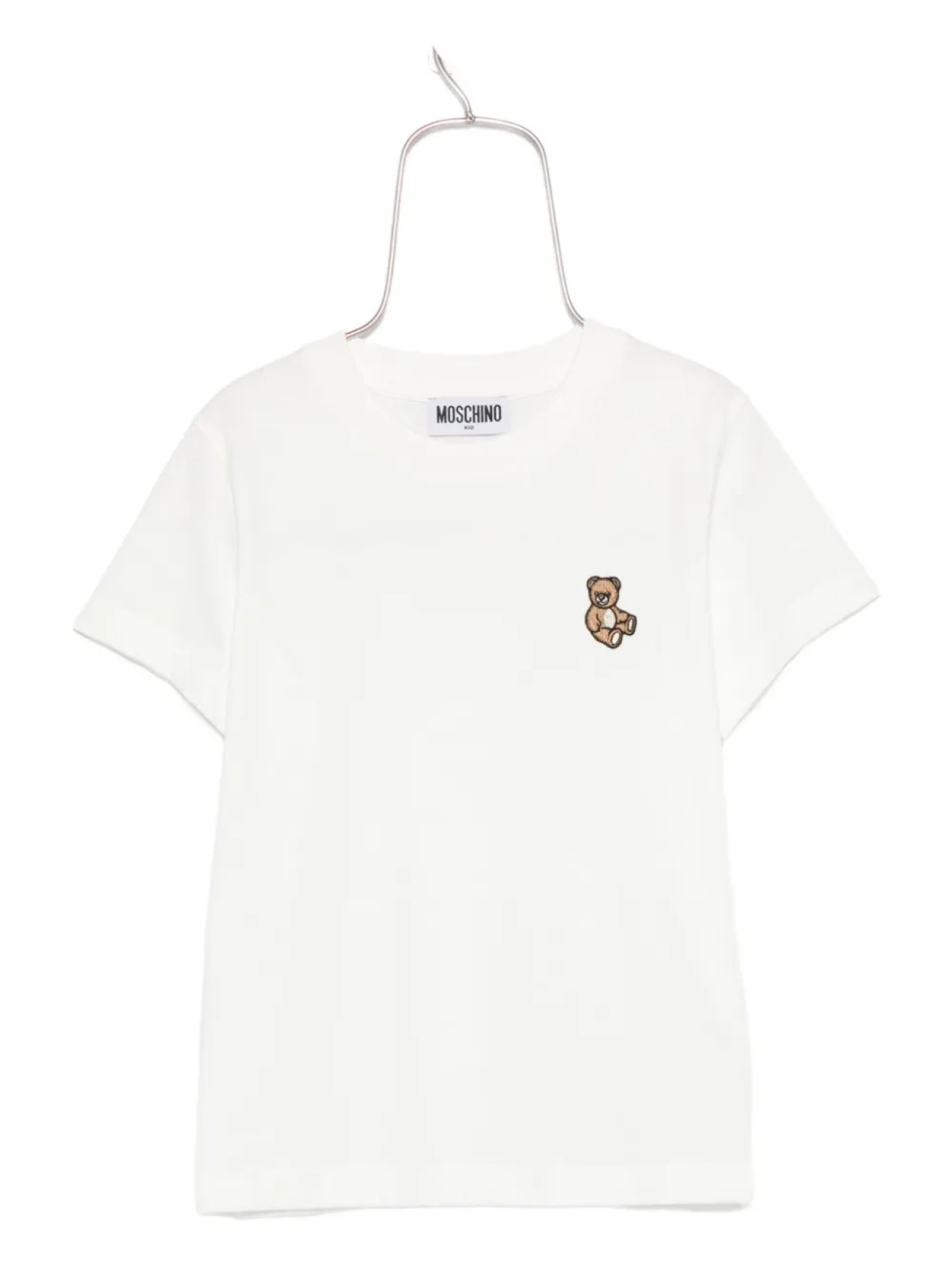 

Футболка Moschino Kids с вышитым плюшевым мишкой, белый