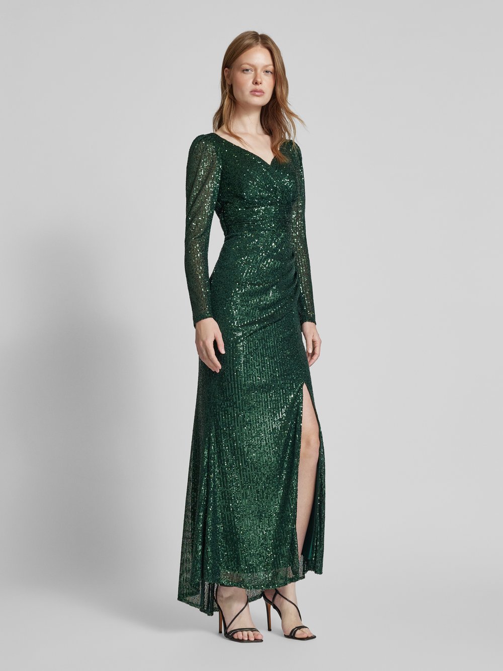 

Вечернее платье с отделкой пайетками TROYDEN COLLECTION, изумрудный