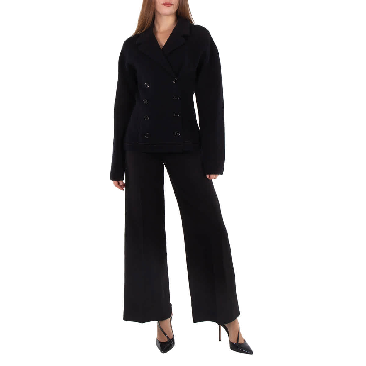 

Брюки Burberry Ladies Black Jaylie Asian Fit шерстяные широкие с разрезами