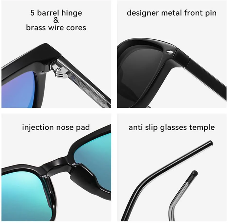 

MUTYNE Модные мужские солнцезащитные очки класса люкс в стиле ретро с прозрачными линзами, женские панк-очки с заклепками, солнцезащитные очки UV400, Grey Grey