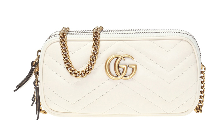 

GUCCI Мармонт Сумка через плечо мини из стёганой кожи женская белая