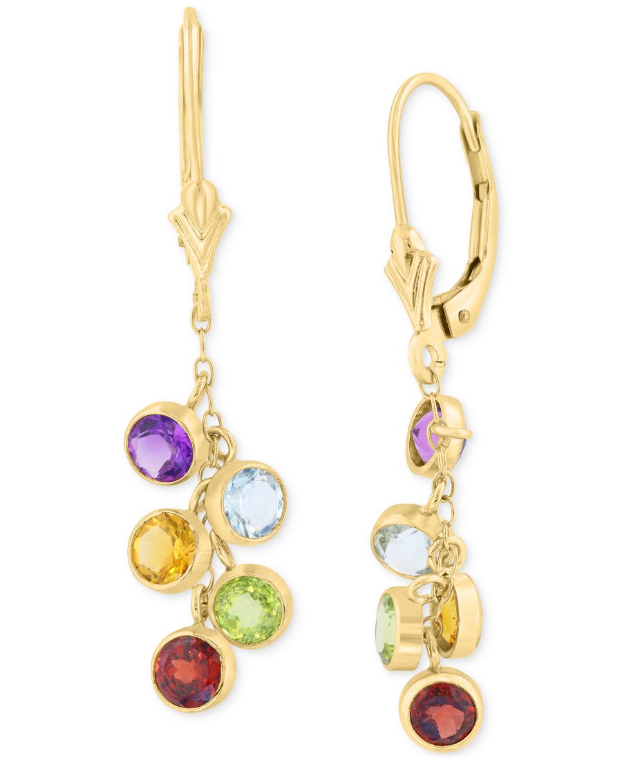 

Серьги-подвески EFFY с несколькими драгоценными камнями (общий вес 2,5/8 карата) в оправе из 14-каратного золота EFFY Collection, Multi Stone