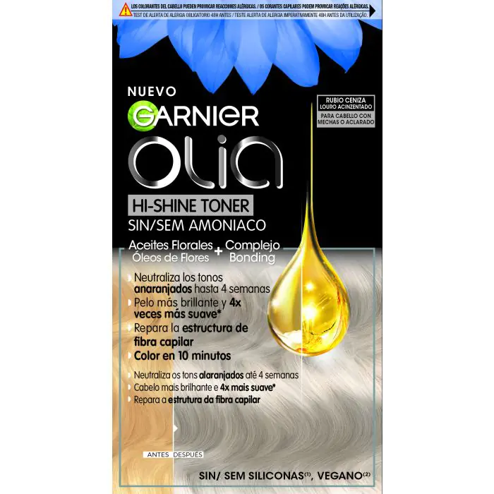 

Краска для волос olia hi shine toner para cabello decolorado o aclarado Garnier, цвет rubio ceniza