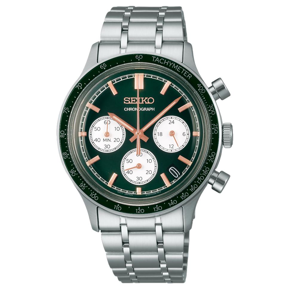 

SEIKO SPORT Collection кварцевый механизм часы на стальном ремешке 38.7 мм мужские часы с зеленым циферблатом