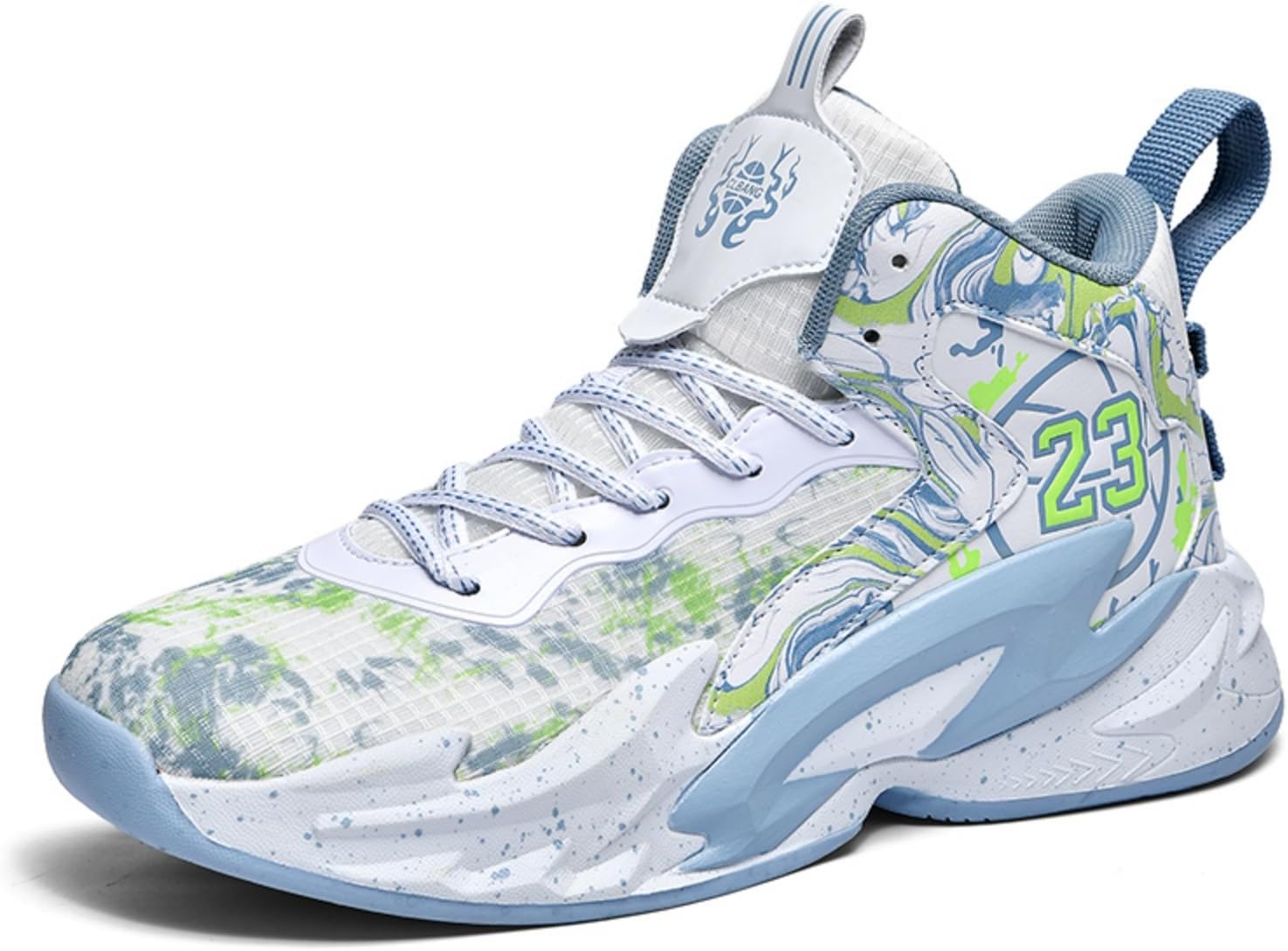 

Мужские дышащие баскетбольные кроссовки на шнуровке из сетки, модные высокие кеды с противоскользящей подошвой, повседневная обувь для спортзала, тенниса, бега, ходьбы Boaobaihuo, зеленый