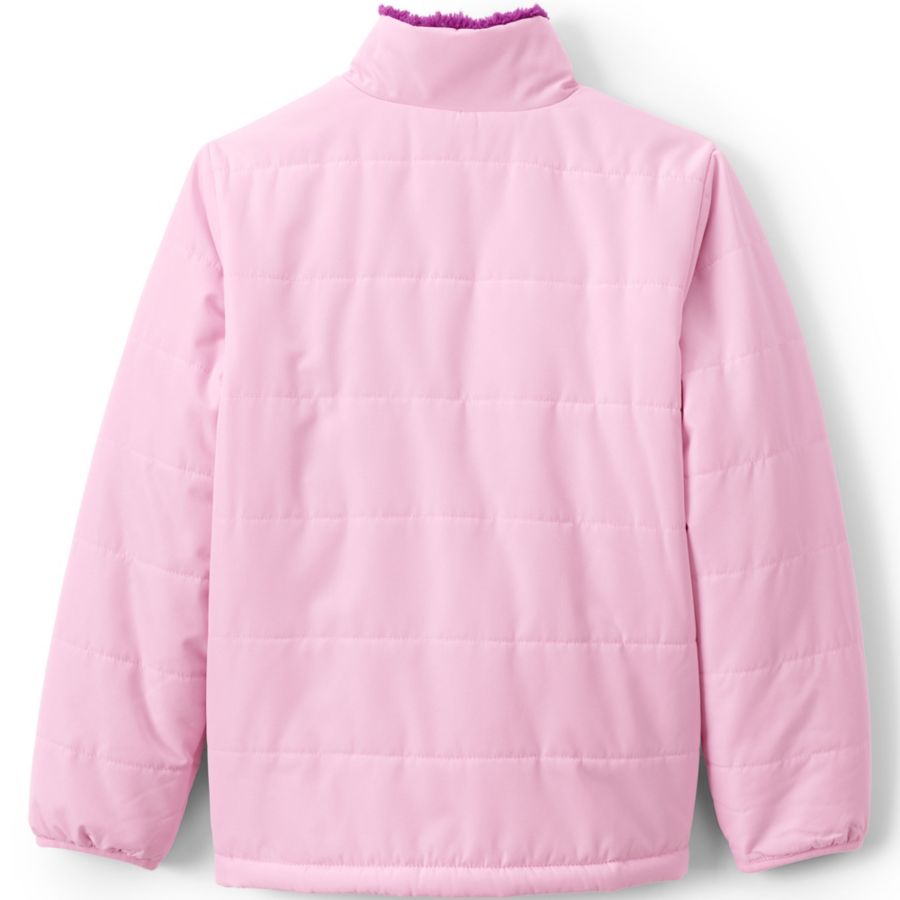 Двусторонняя флисовая пуховая куртка для девочек Lands' End, Light pink — фото 2