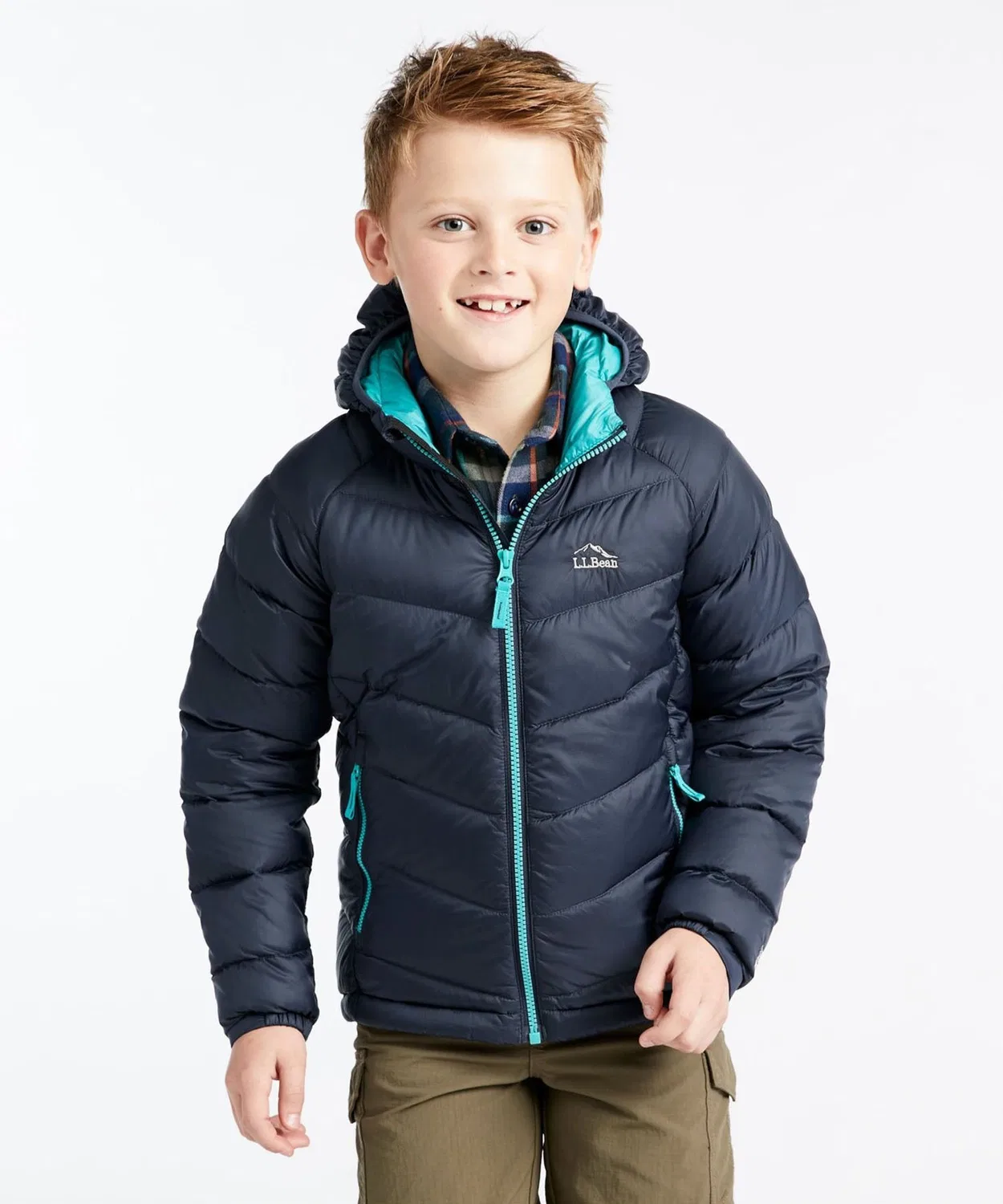 Детская ультралегкая куртка-пуховик L.L.Bean 650 с увеличенным наполнением, темно-синий