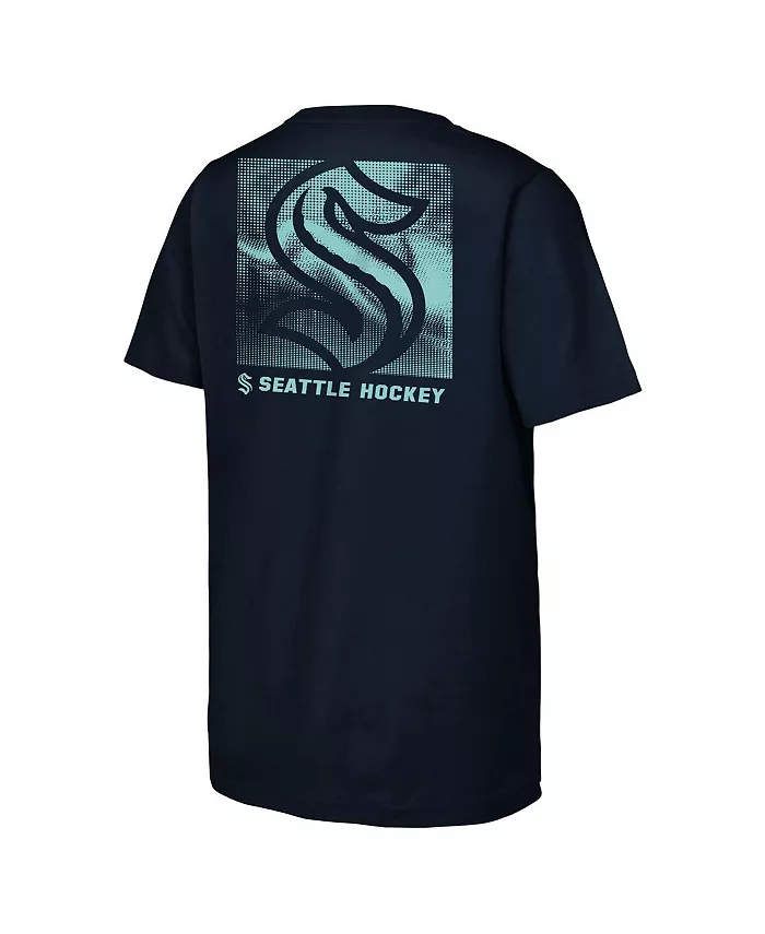 Футболка Seattle Kraken Atmosphere для больших мальчиков и девочек в тёмно-синем цвете Outerstuff — фото 2