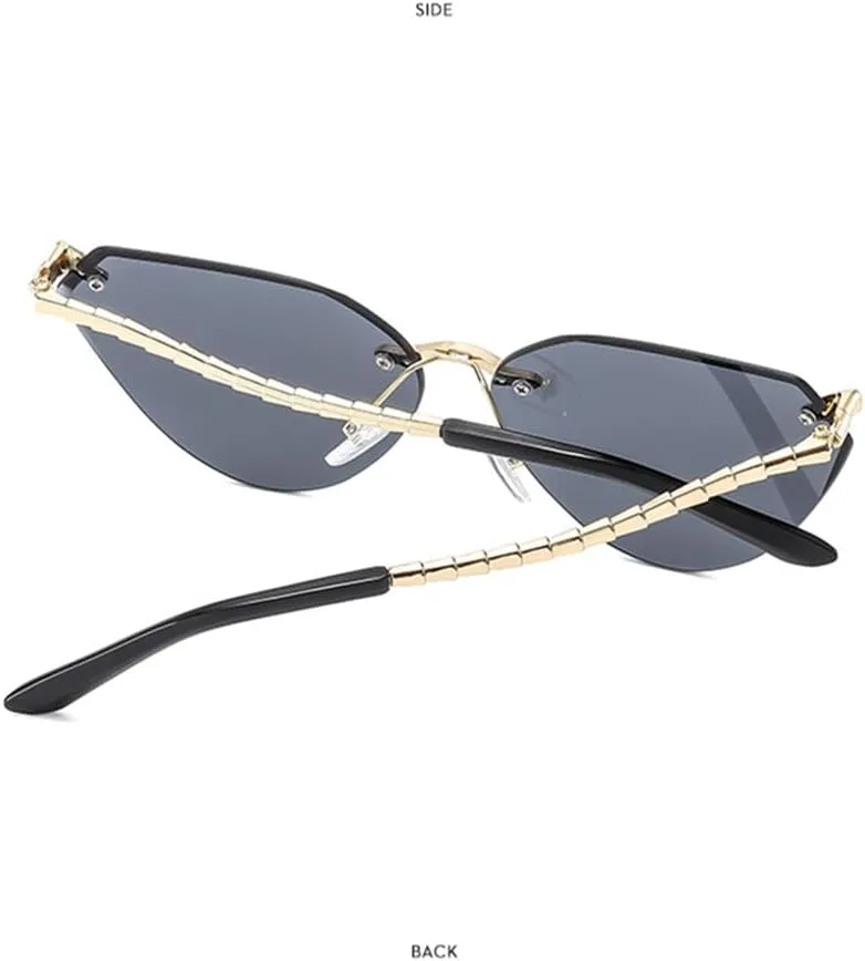 

Женские солнцезащитные очки без оправы, винтажные металлические солнцезащитные очки для женщин, нестандартной формы, защита от ультрафиолета UV400 VFDHN, 3