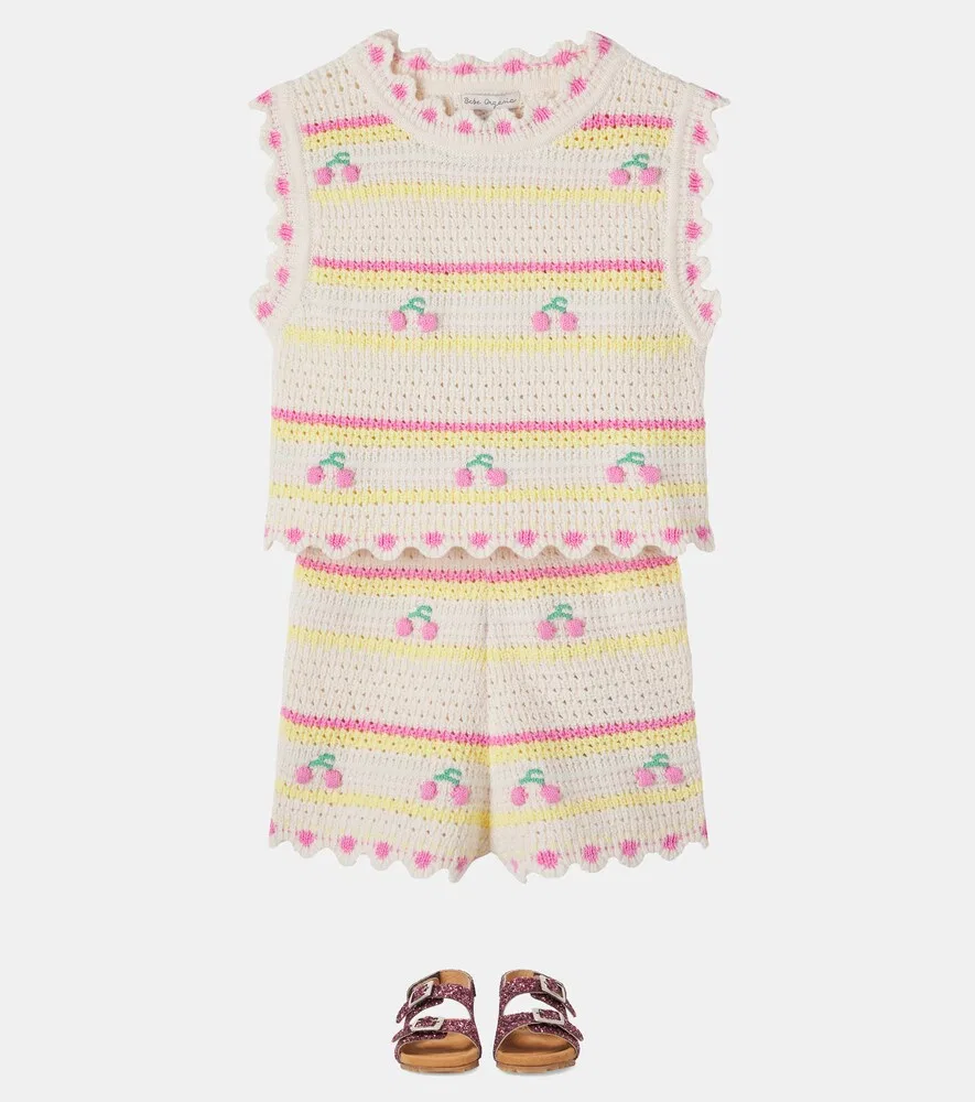 Комплект Paloma из вязаного хлопка: топ и шорты Bebe Organic, белый — фото 2