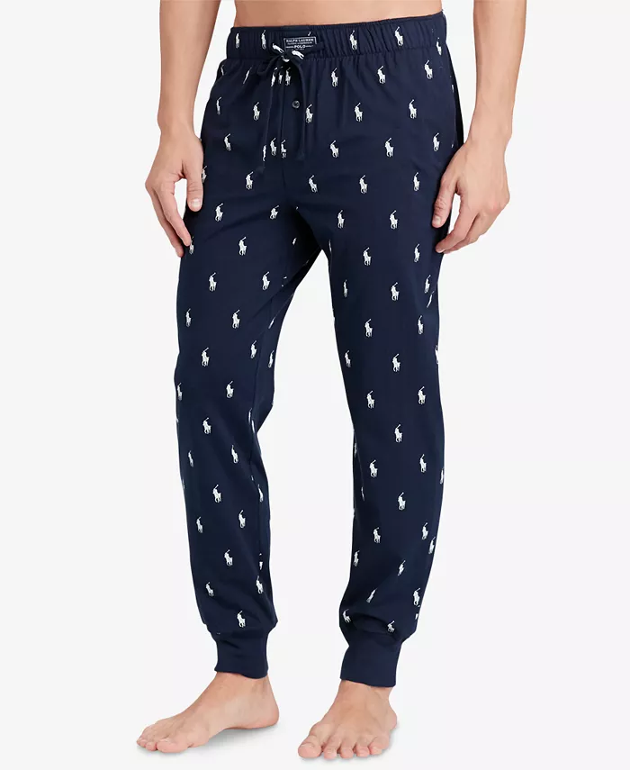 

Мужские облегченные хлопковые пижамные брюки с логотипом Polo Ralph Lauren, синий