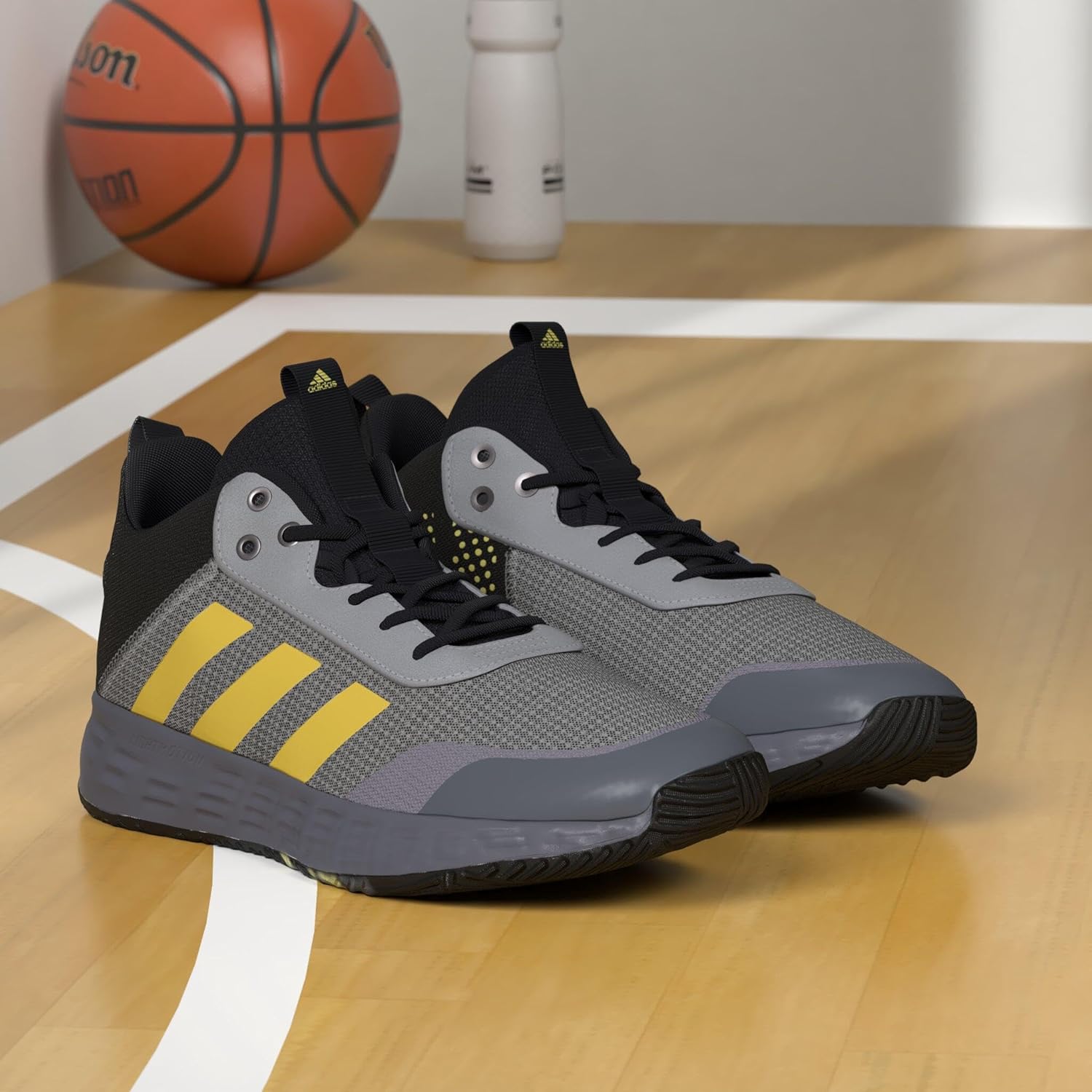 Мужские кроссовки Adidas OwnTheGame, серый/золотой/черный — фото 2