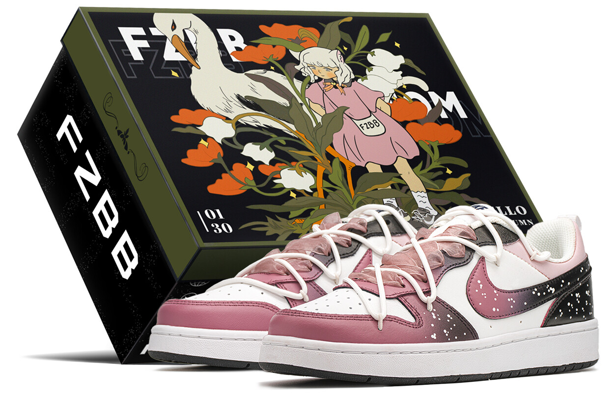 

Кроссовки Nike Court Borough Skateboarding Shoes Women's Low-top Black/pink, черный