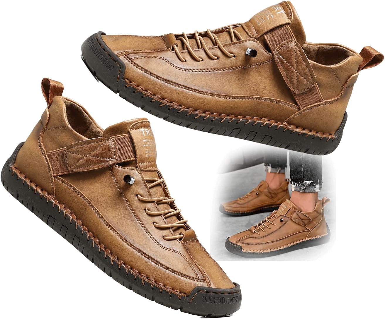 

Мужские лоферы без застежек для прогулок, дышащие и износостойкие для активного отдыха весной и осенью Generic, светло-коричневый