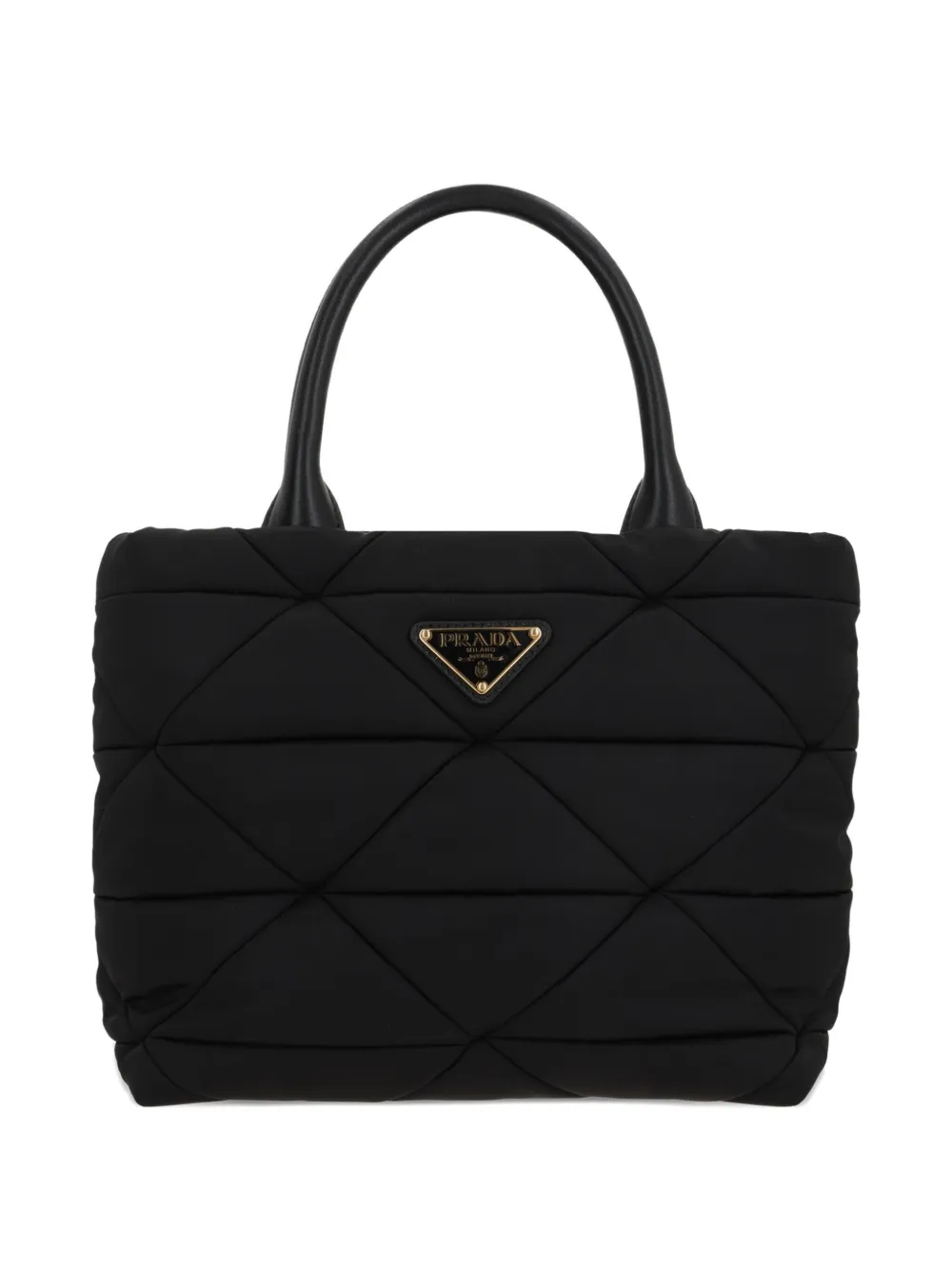 

Стеганая сумка-тоут с ручками сверху Prada, черный