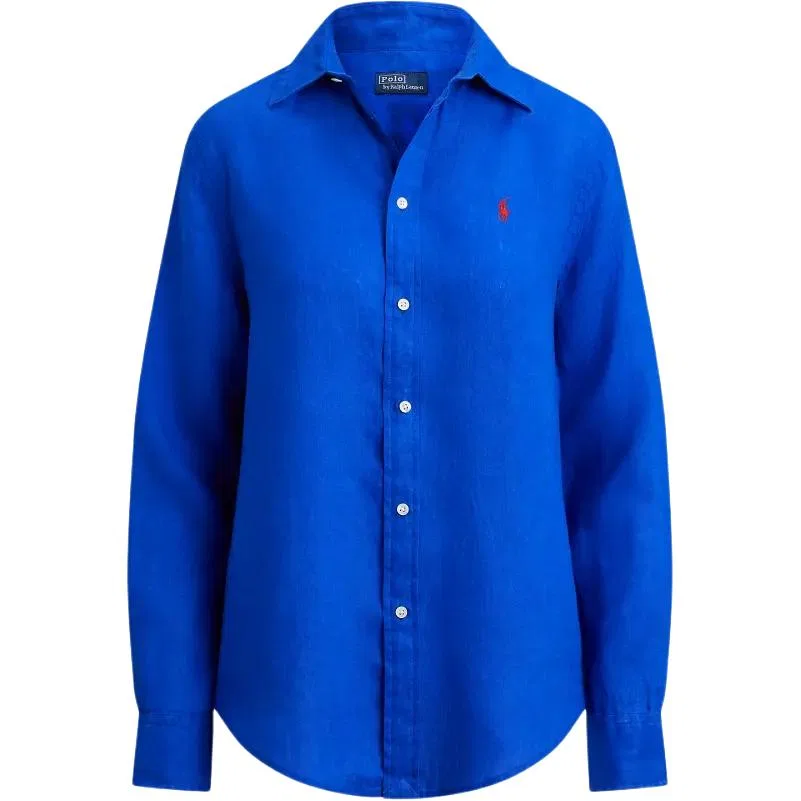 Рубашка из льна с вышитым логотипом Polo Ralph Lauren, Royal Blue